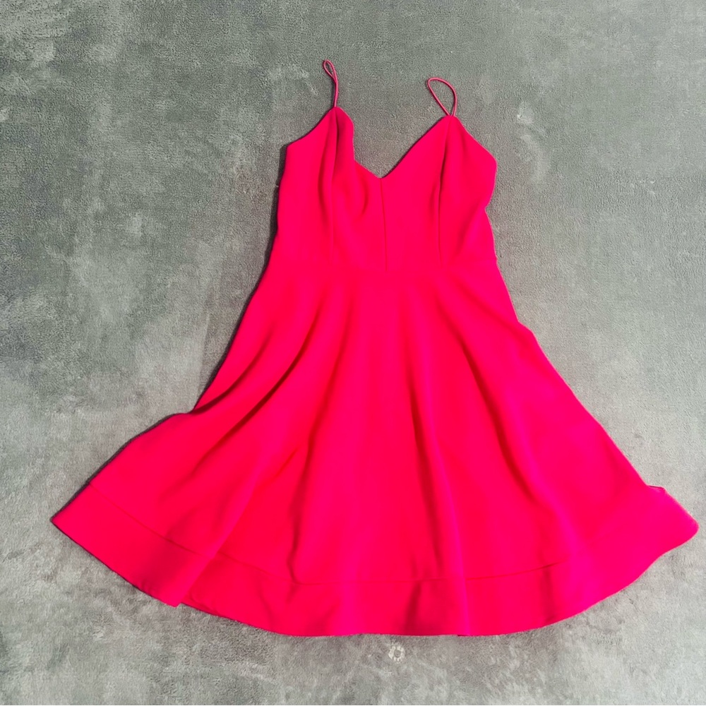 Beautiful fuchsia dress, it is short above the knees.
